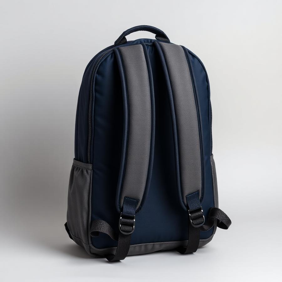 Navy and grey school backpack with padded straps